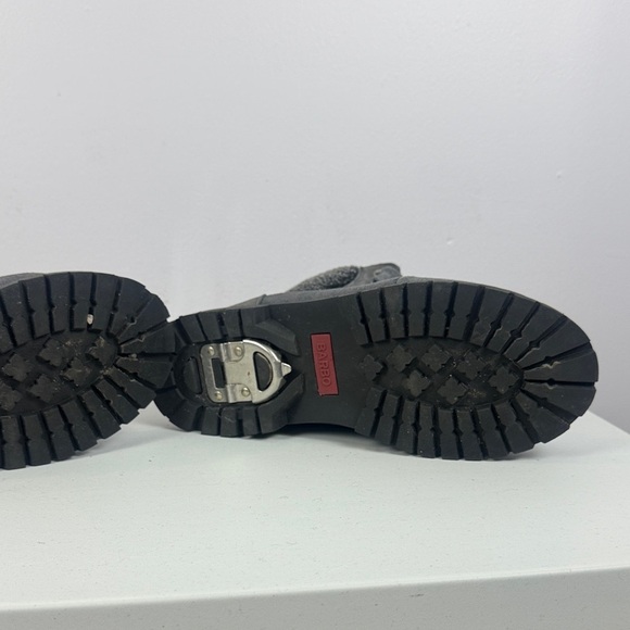 Barbo Gray Suede Leather Fur-Trim Lace-Up Winter Ankle High Boots Metal Cleats - Picture 13 of 14